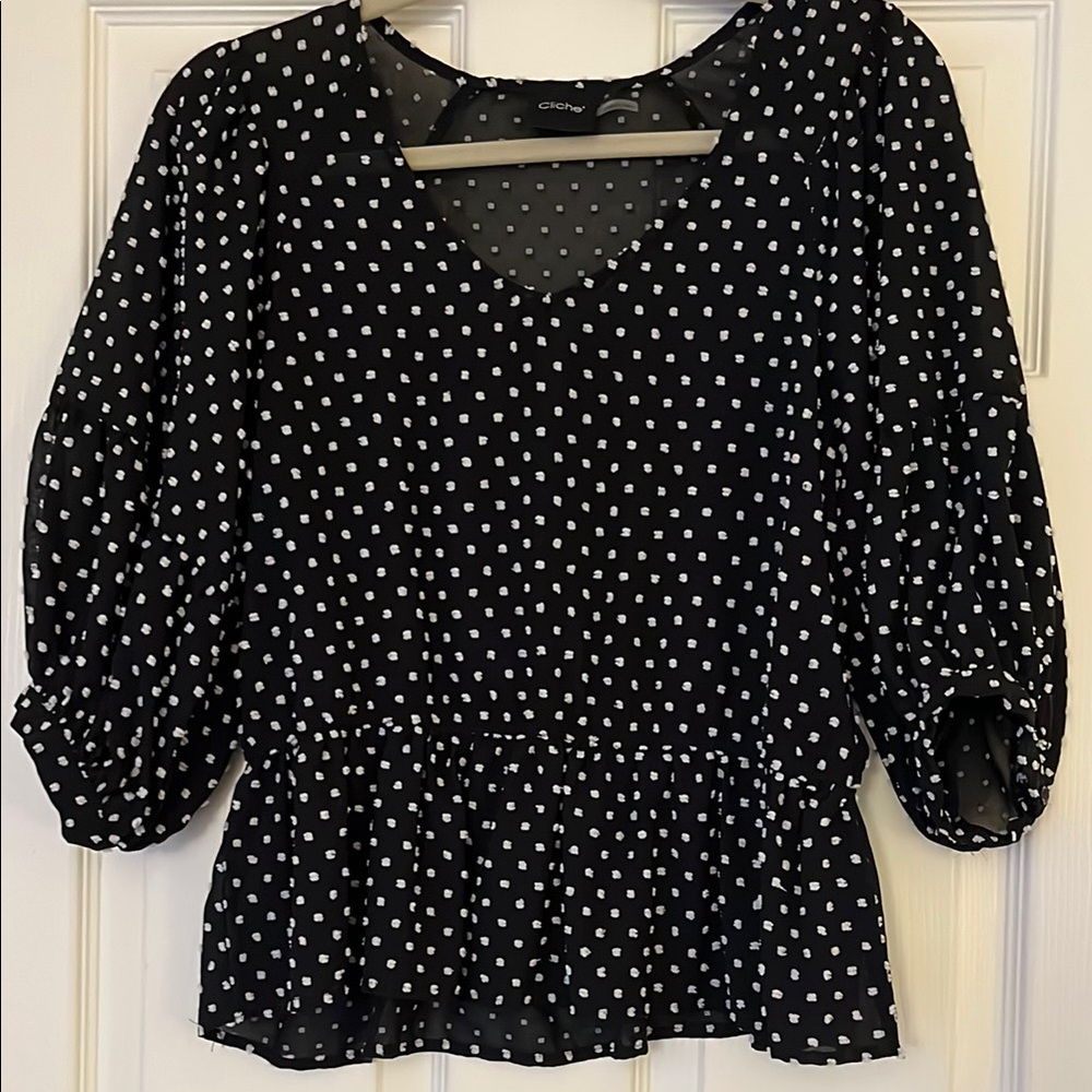 Chico's Black Polka Dot Women's Top